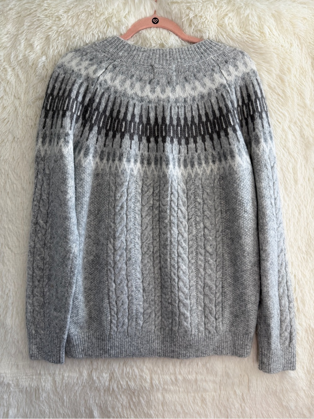 Wind River Heritage Womens Fair Isle Cable Knit Sweater Size XL Grey Cabincore - Picture 5 of 7